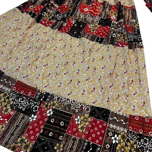 Vintage‎ 70s Patchwork Prairie Maxi Dress Balloon Sleeves XS Boho Hippie - Picture 3 of 12